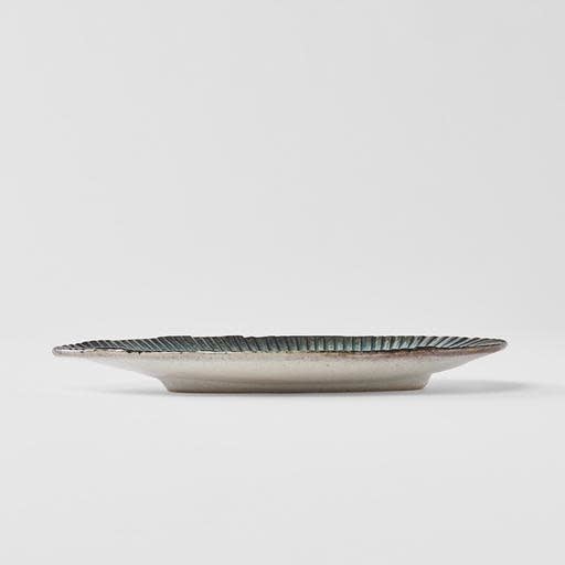 Plate Leaf Shape 21cm Sky Blue Glaze V637-C0701