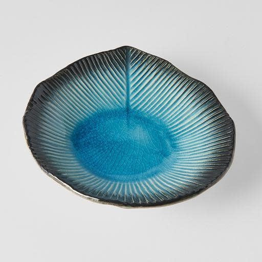 Plate Leaf Shape 16cm Sky Blue Glaze V637-C0702