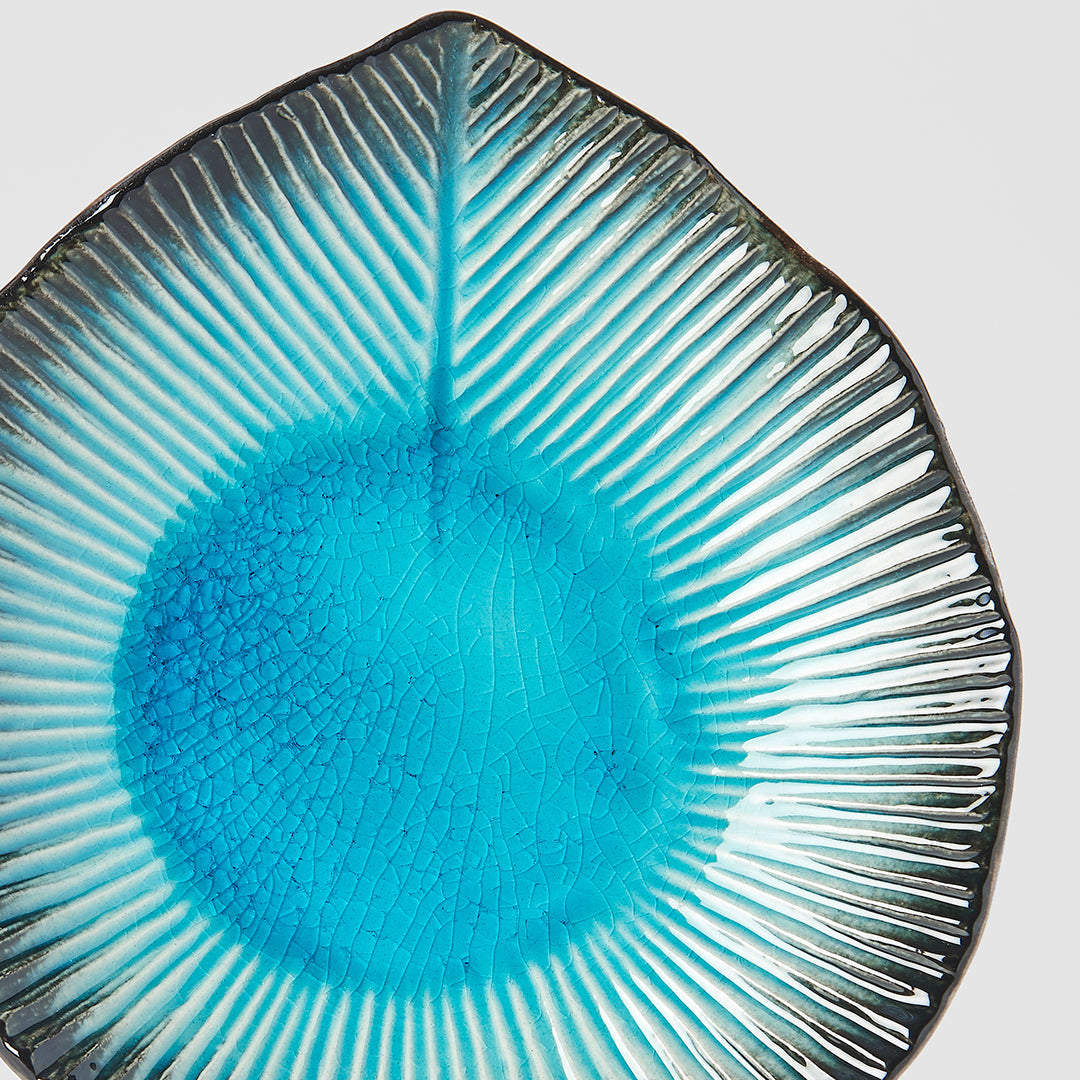 Plate Leaf Shape 16cm Sky Blue Glaze V637-C0702
