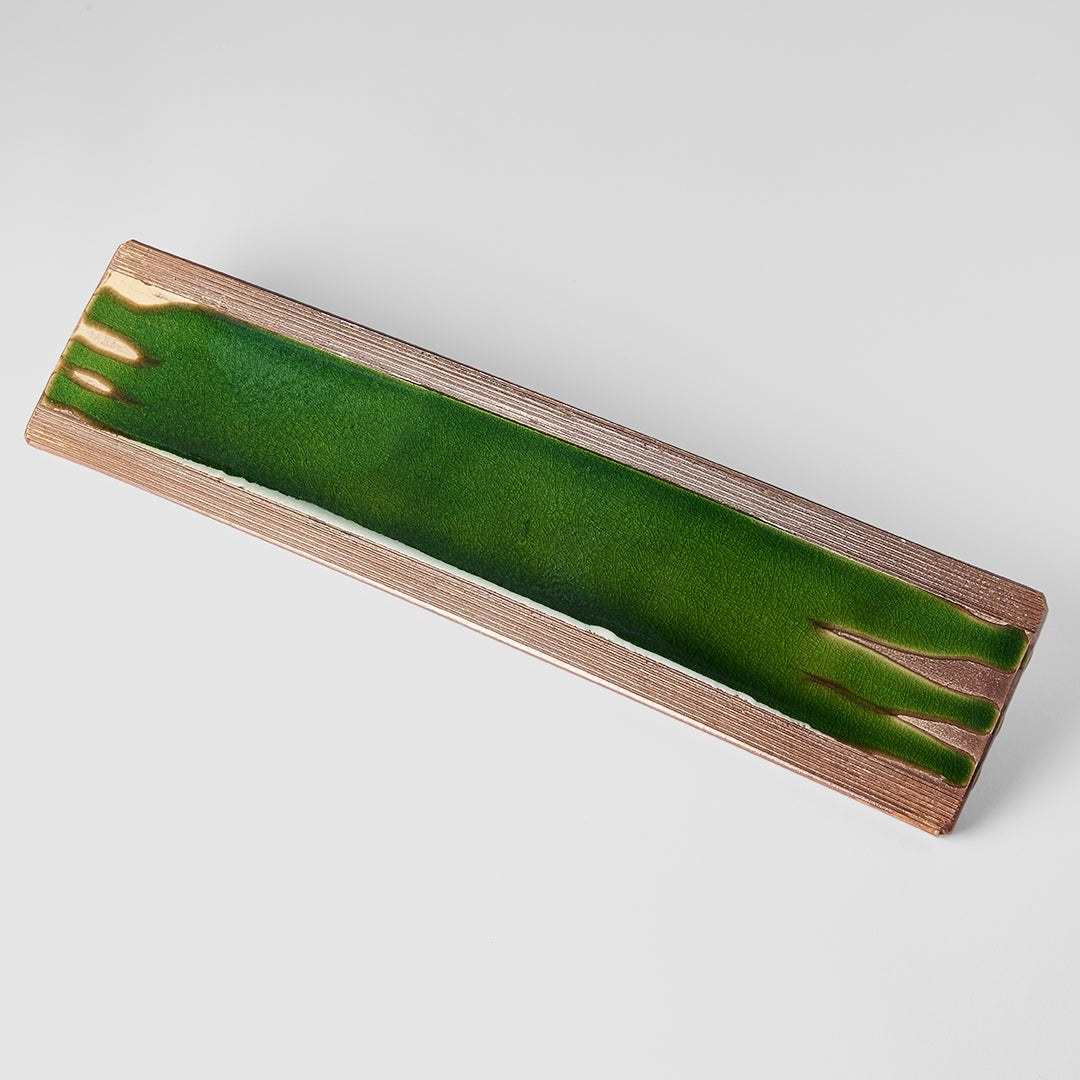 Platter Rectangular 52cm Earth Bright Green Glaze V637-C0752