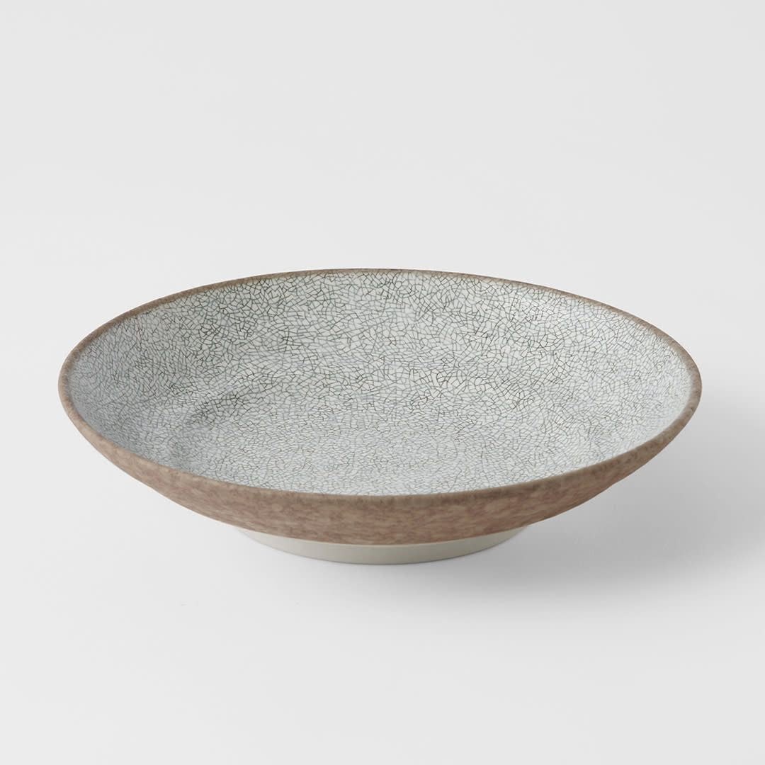 Pasta Bowl Flat 23cm Crazed Grey Glaze V637-C0858