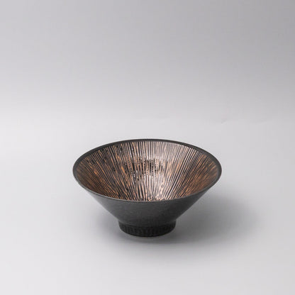 Bowl V shape 19cm Bronze Converging Line Glaze V637-C0871