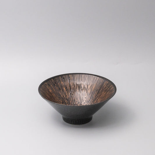 Bowl V shape 19cm Bronze Converging Line Glaze V637-C0871