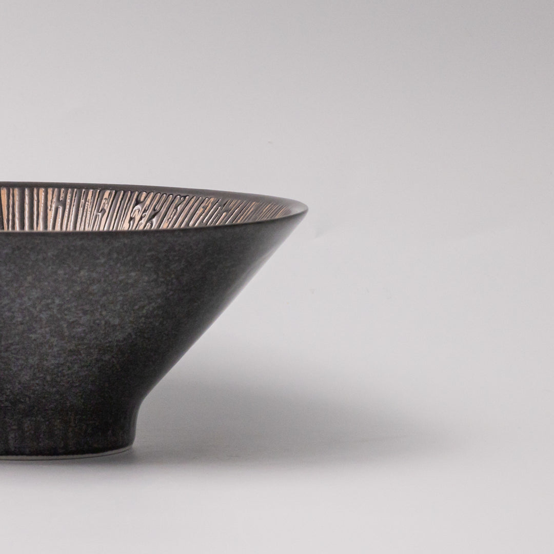Bowl V shape 19cm Bronze Converging Line Glaze V637-C0871