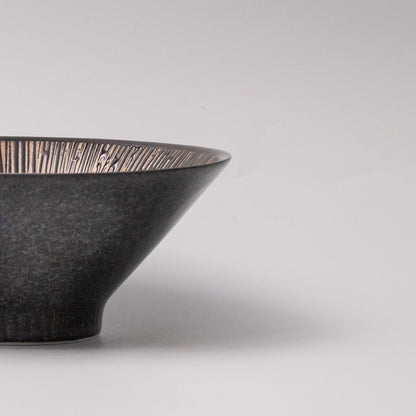 Bowl V shape 19cm Bronze Converging Line Glaze V637-C0871