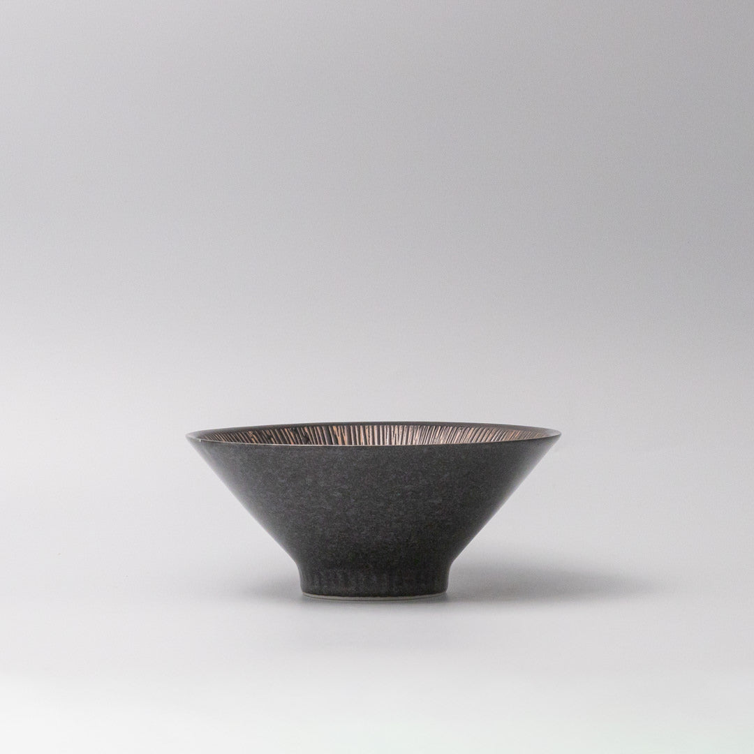 Bowl V shape 19cm Bronze Converging Line Glaze V637-C0871