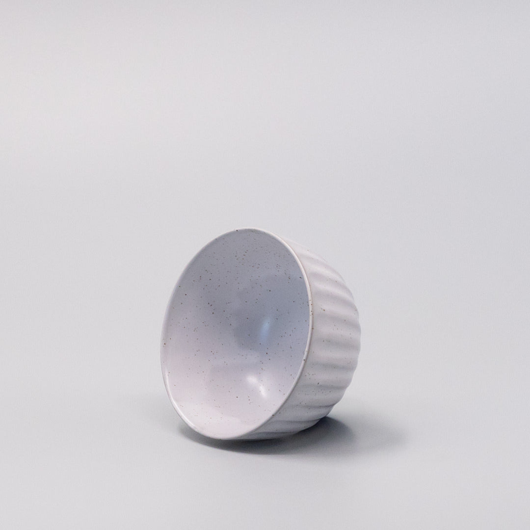 Tea Cup Ridged 150ml Speckled White V637-C0885