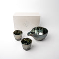 Sake Set Faceted Ink Glaze V637-C0895