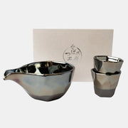 Sake Set Faceted Ink Glaze V637-C0895