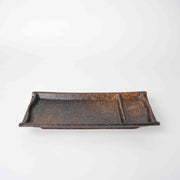 Sushi Plate Inbuilt Sauce Dish 21cm Mottled Earth Glaze V637-C0936