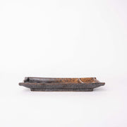 Sushi Plate Inbuilt Sauce Dish 21cm Mottled Earth Glaze V637-C0936
