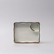 Sushi Plate Inbuilt Sauce Dish 15cm Tenmokku Edge Design V637-C0937