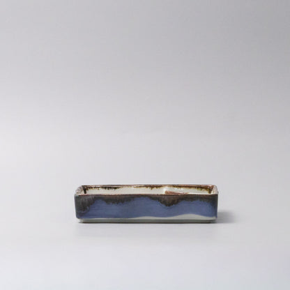 Sushi Plate Inbuilt Sauce Dish 15cm Tenmokku Edge Design V637-C0937