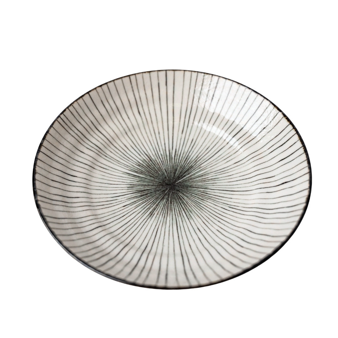 Pasta Bowl Flat 23cm Black Converging Line Glaze V637-C0969