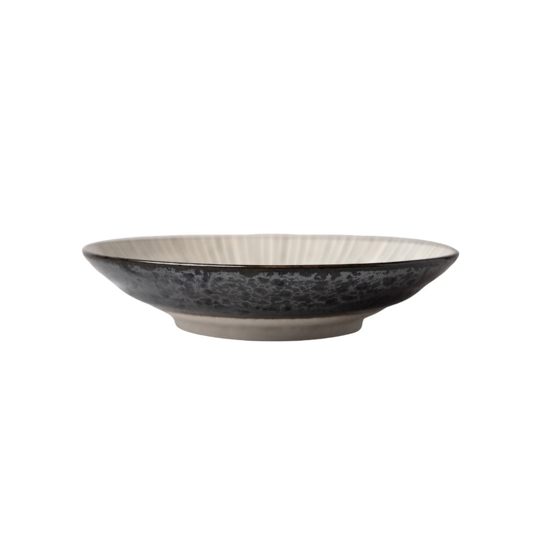 Pasta Bowl Flat 23cm Black Converging Line Glaze V637-C0969