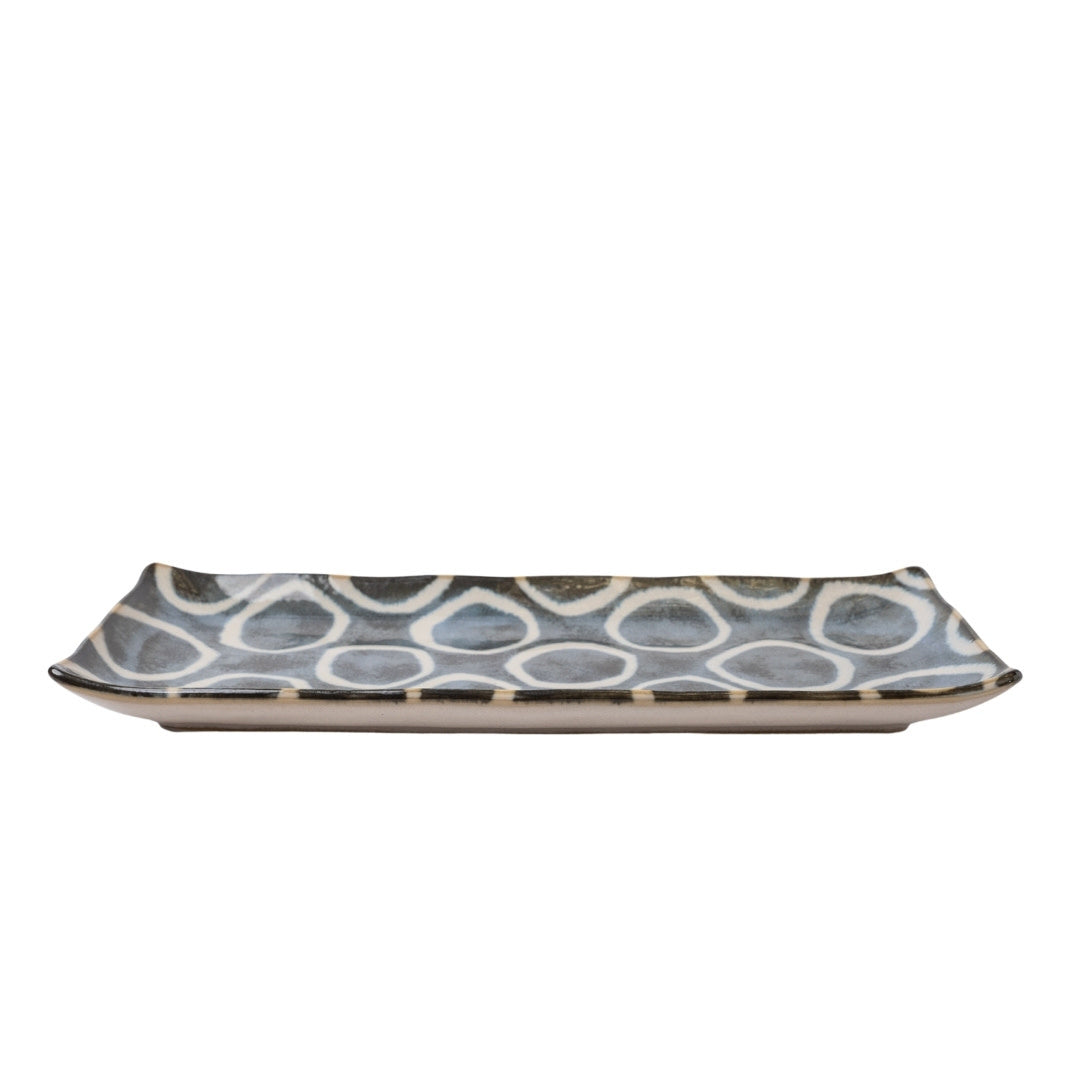 Sashimi Plate 27cm Brush Blue Ring Glaze V637-C0995C