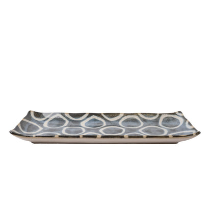 Sashimi Plate 27cm Brush Blue Ring Glaze V637-C0995C