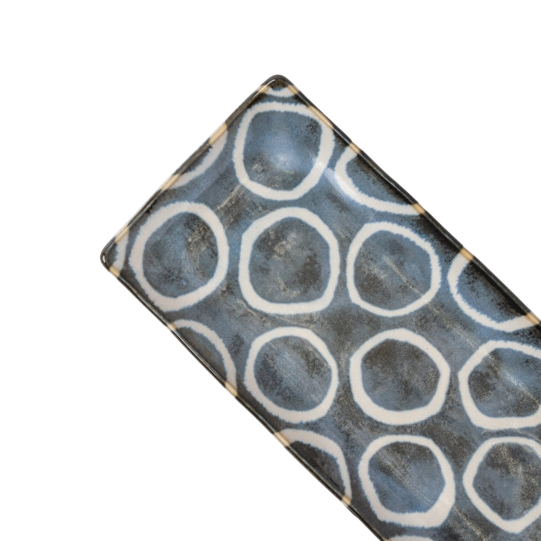 Sashimi Plate 27cm Brush Blue Ring Glaze V637-C0995C