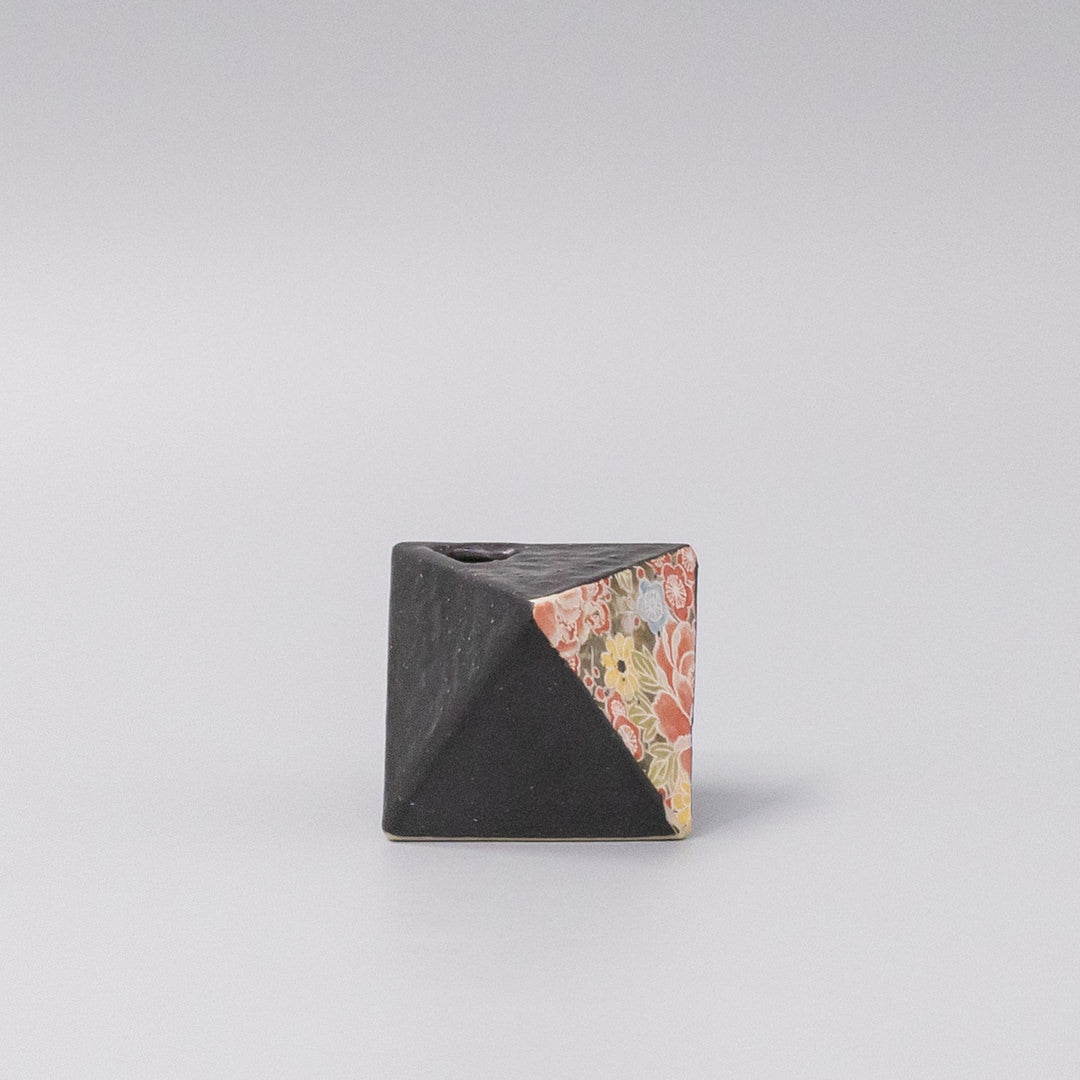 Vase Black Bright 4.5H Triangular V637-C0997D