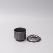 Cup Chawanmushi 170ml Matt Black Stripe Glaze V637-C1052
