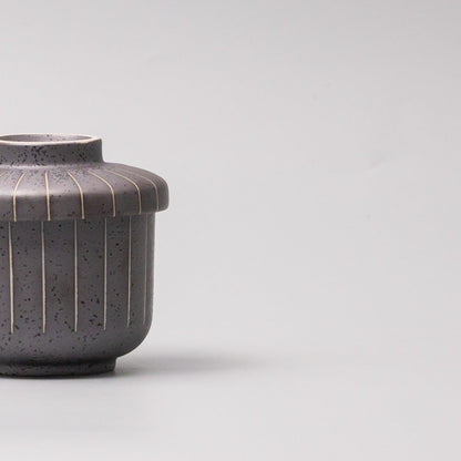 Cup Chawanmushi 170ml Matt Black Stripe Glaze V637-C1052