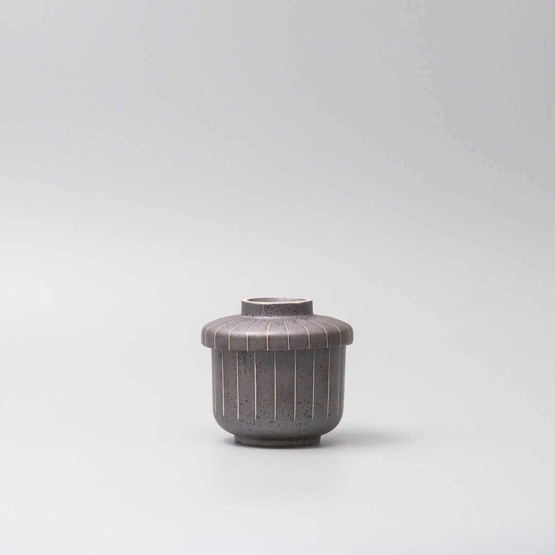 Cup Chawanmushi 170ml Matt Black Stripe Glaze V637-C1052
