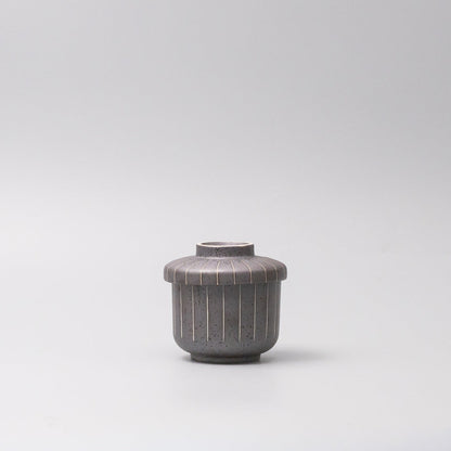 Cup Chawanmushi 170ml Matt Black Stripe Glaze V637-C1052