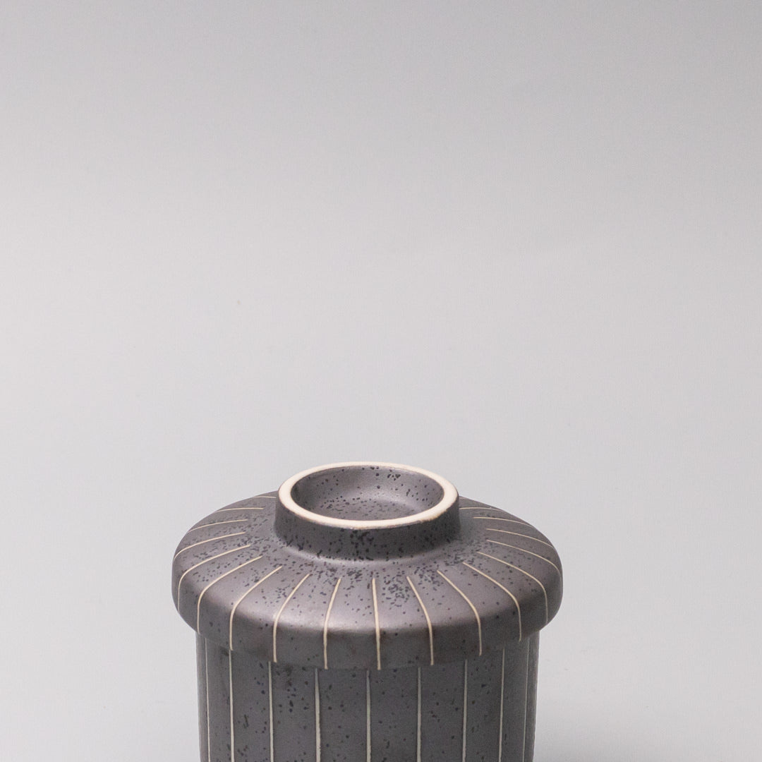 Cup Chawanmushi 170ml Matt Black Stripe Glaze V637-C1052