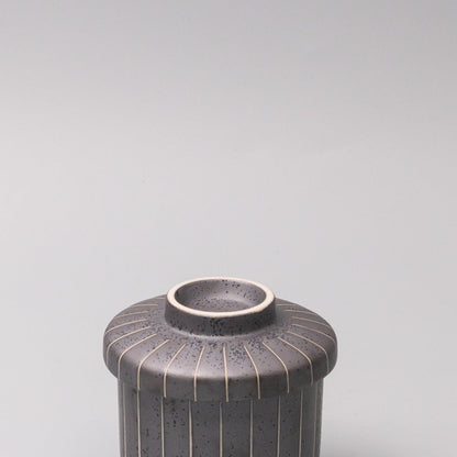 Cup Chawanmushi 170ml Matt Black Stripe Glaze V637-C1052