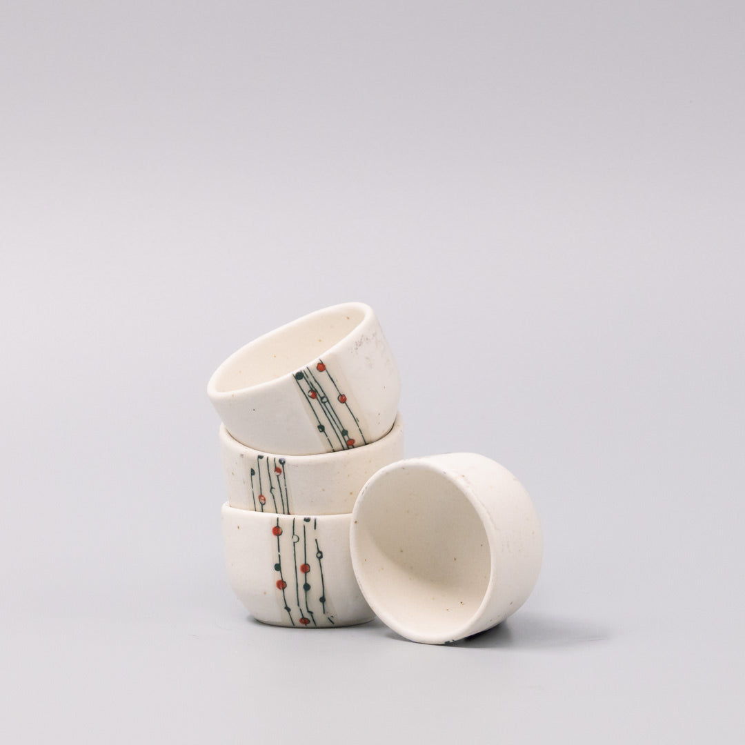 Sake Set for Four 330ml White Abacus Glaze V637-C1093