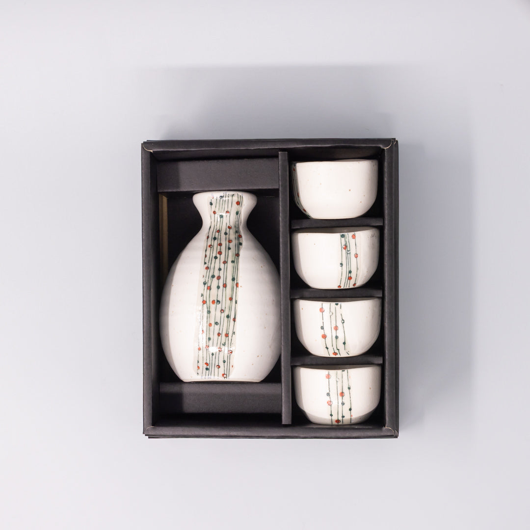 Sake Set for Four 330ml White Abacus Glaze V637-C1093