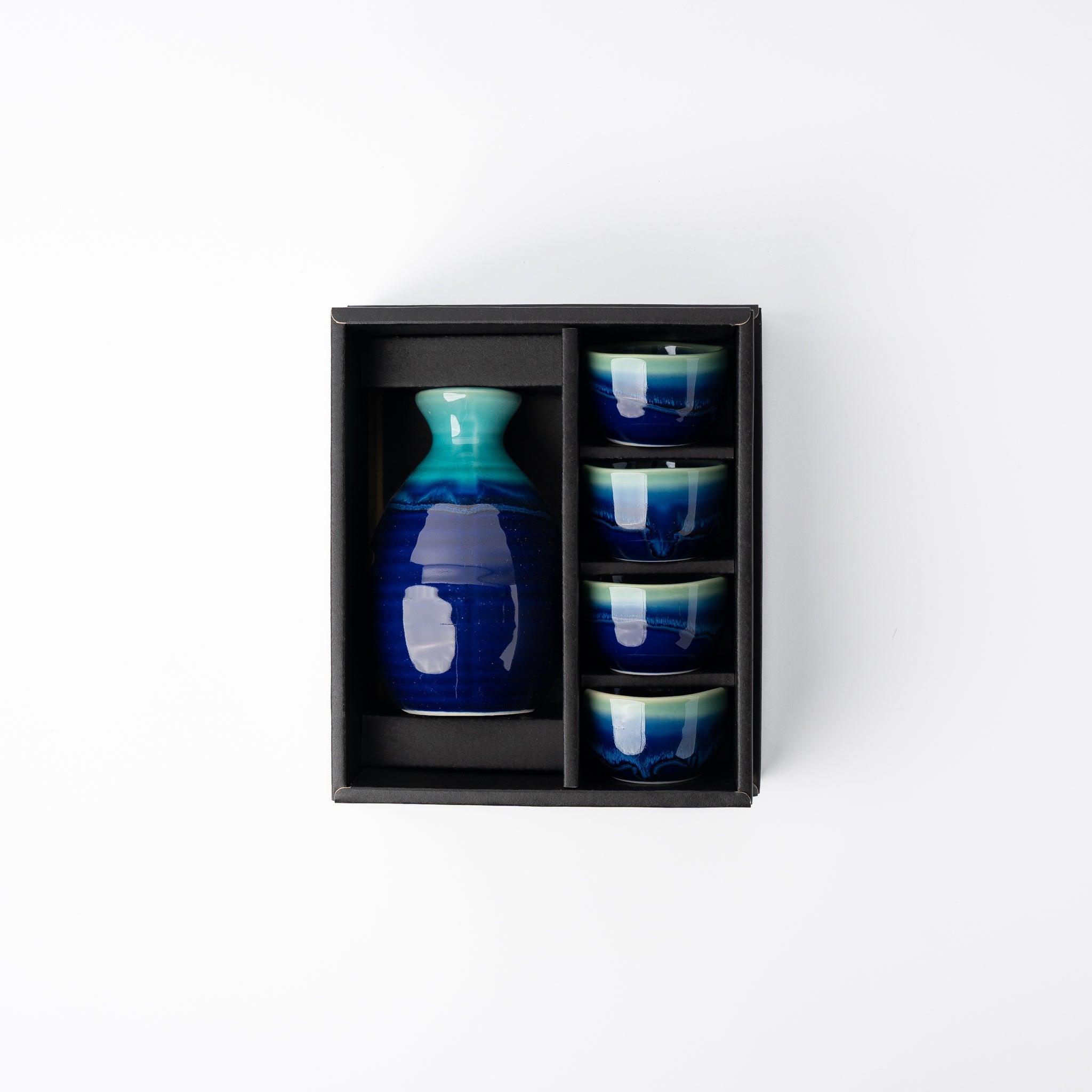 Sake Set for Four 330ml Cobalt Teal Glaze V637-C1094