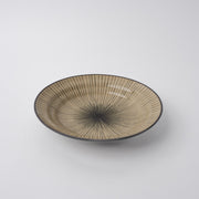 Bowl Shallow Flat Based 20cm Green Converging Line Glaze V637-C1151