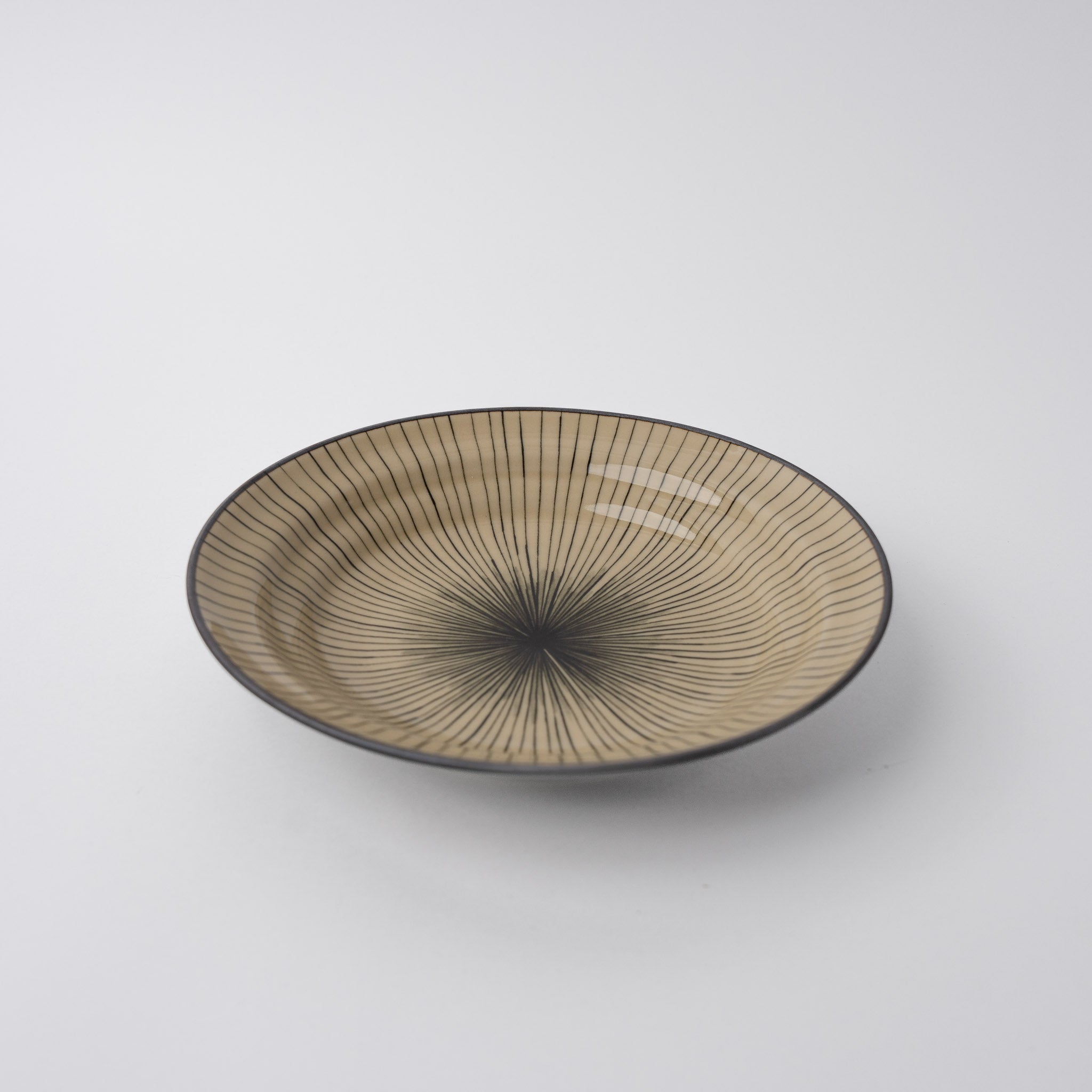 Bowl Shallow Flat Based 20cm Green Converging Line Glaze V637-C1151