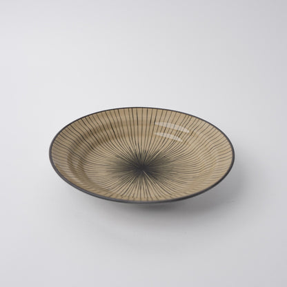 Bowl Shallow Flat Based 20cm Green Converging Line Glaze V637-C1151