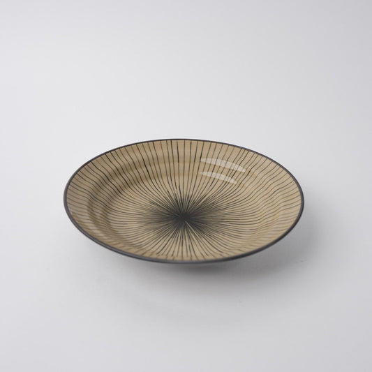 Bowl Shallow Flat Based 20cm Green Converging Line Glaze V637-C1151