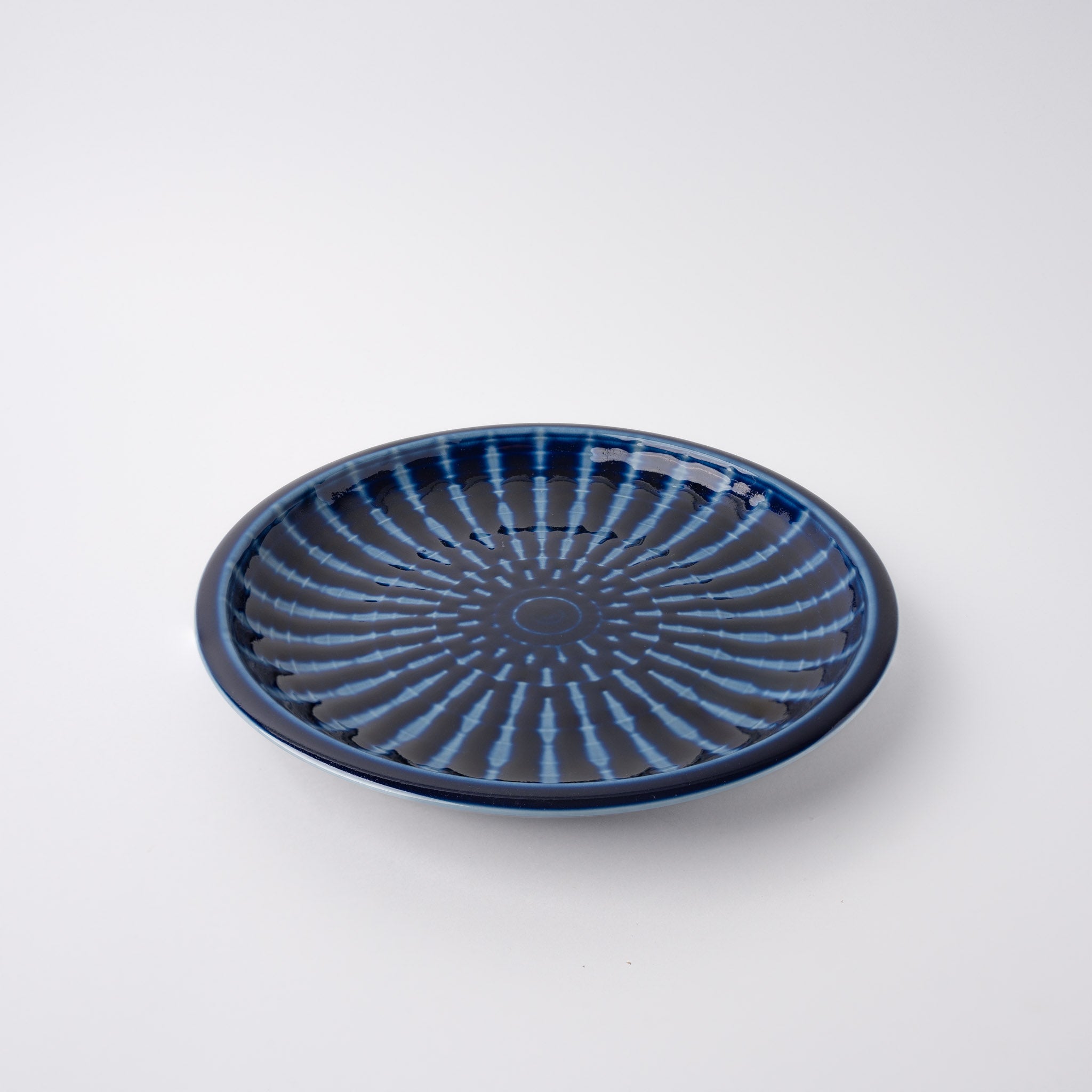 Plate Thick Edge 26cm Cobalt Rays Glaze V637-C1157
