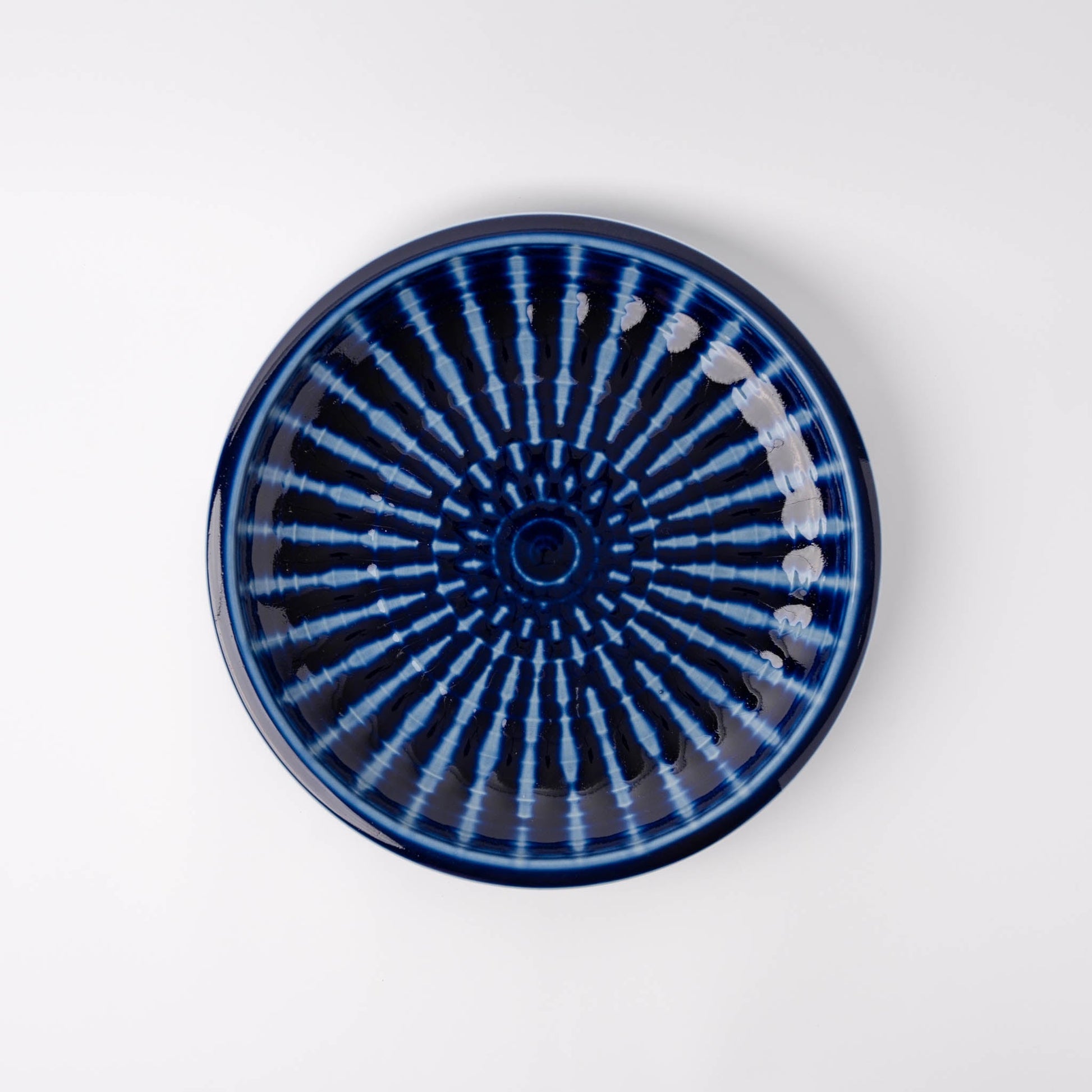 Plate Thick Edge 26cm Cobalt Rays Glaze V637-C1157