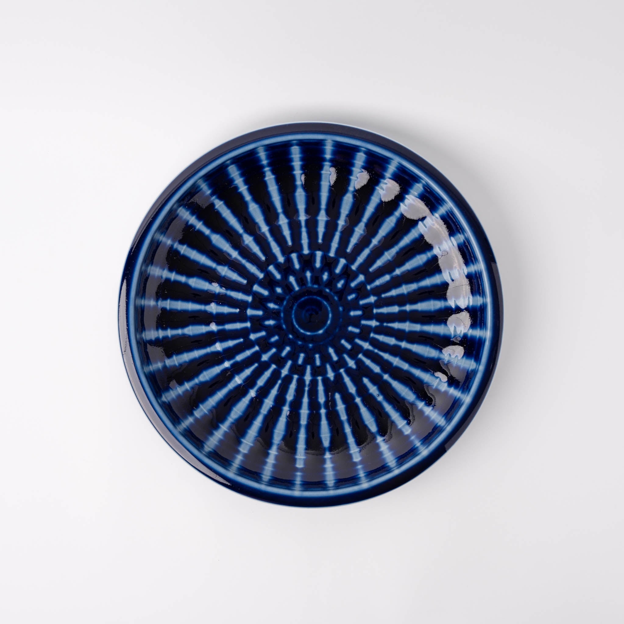 Plate Thick Edge 26cm Cobalt Rays Glaze V637-C1157