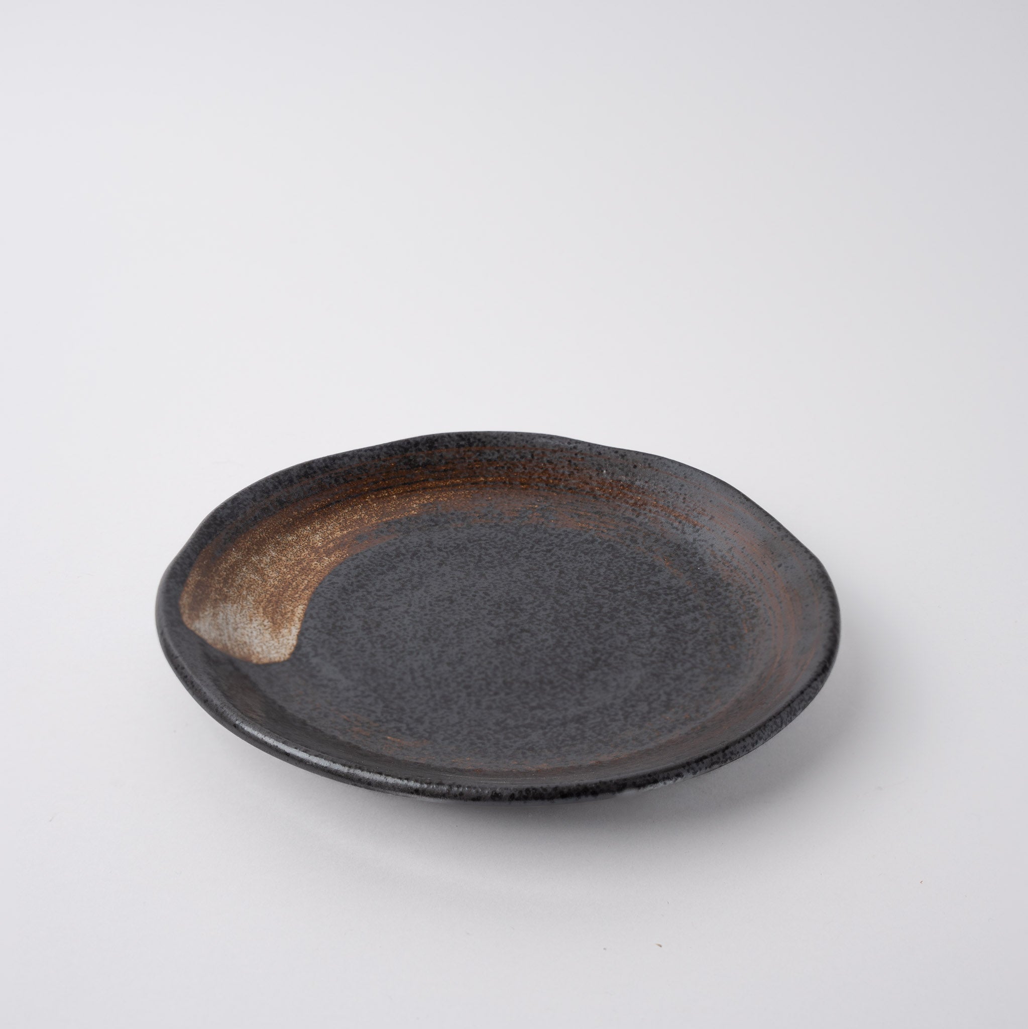 Plate Flat 18cm Brushstroke Black Glaze V637-C1209