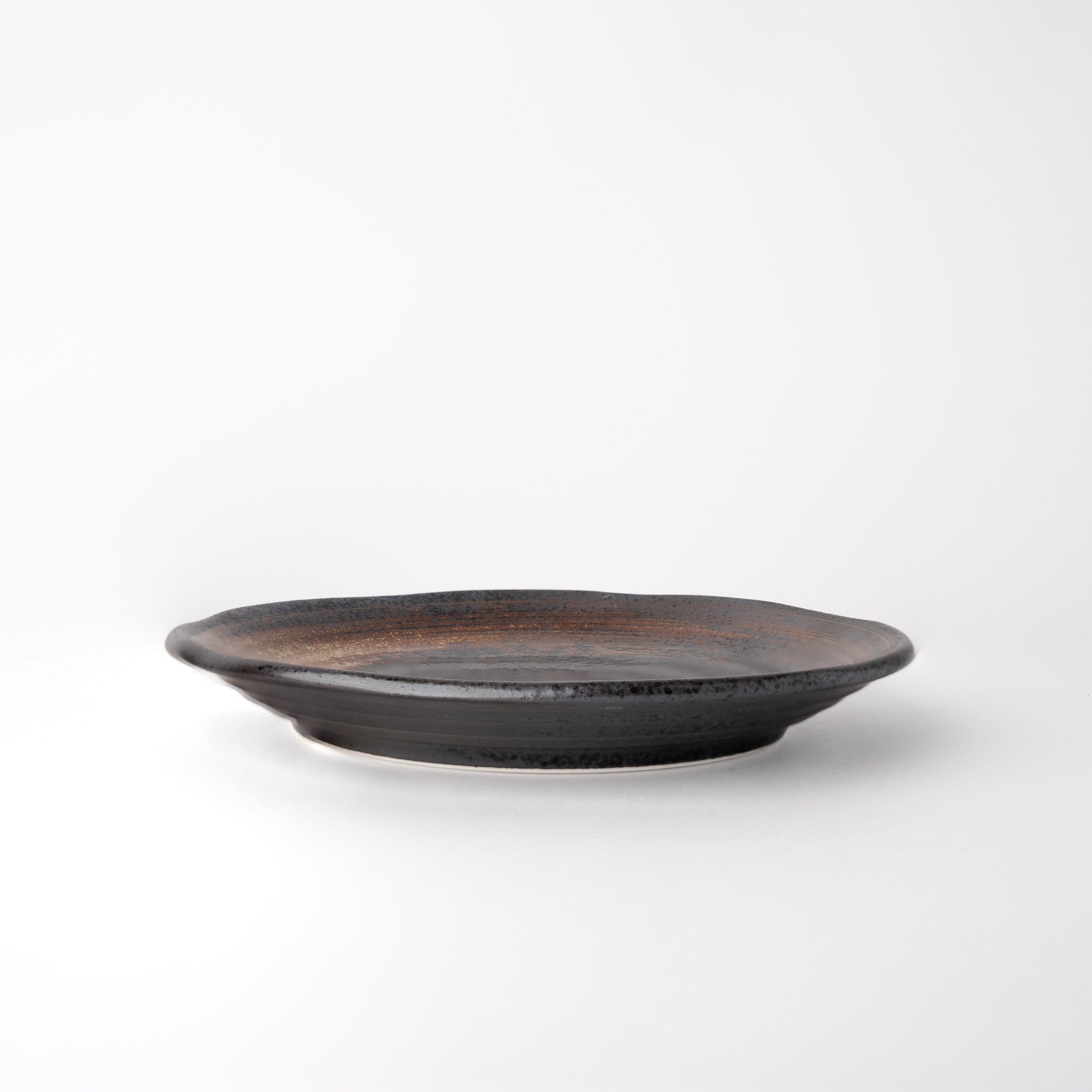 Plate Flat 18cm Brushstroke Black Glaze V637-C1209