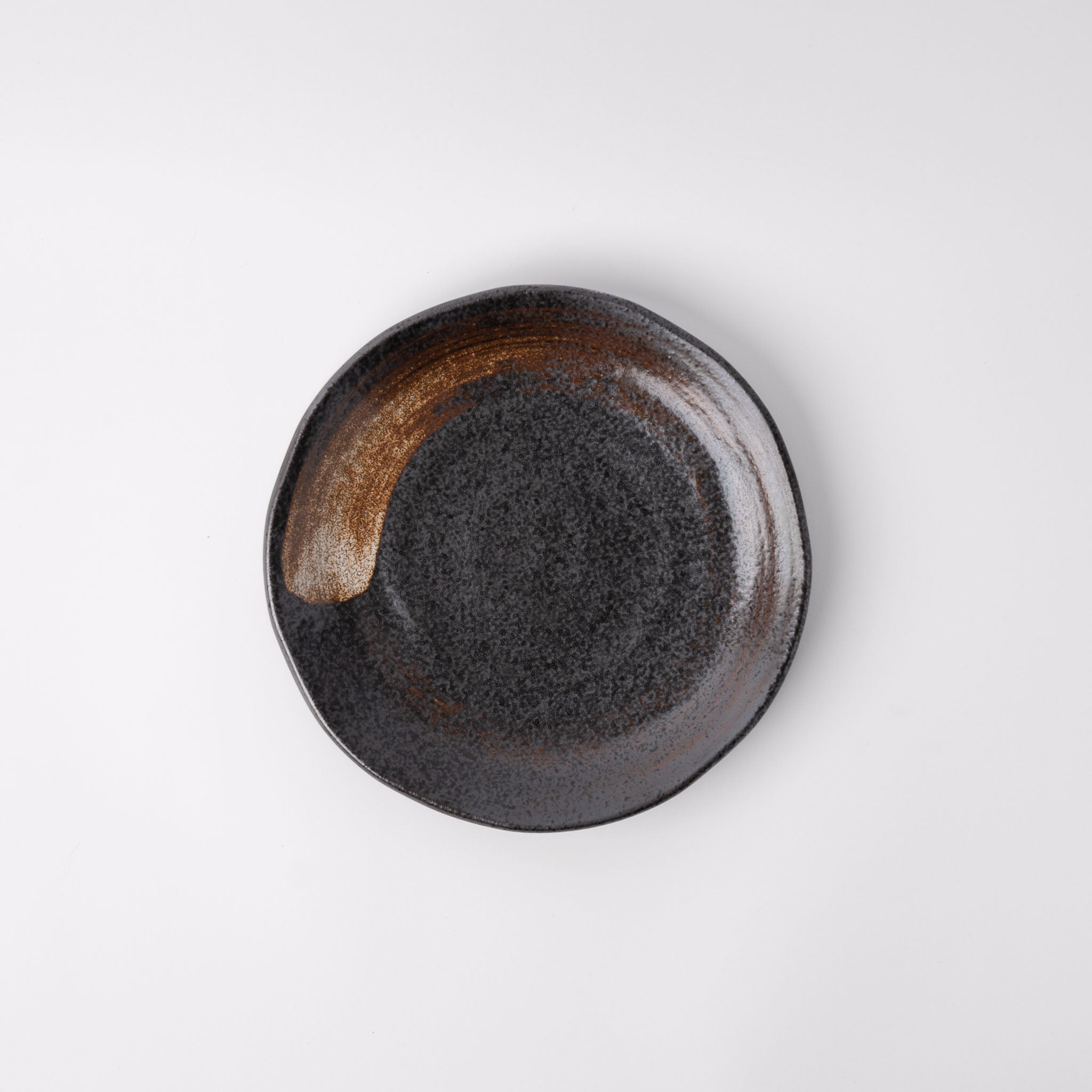 Plate Flat 18cm Brushstroke Black Glaze V637-C1209