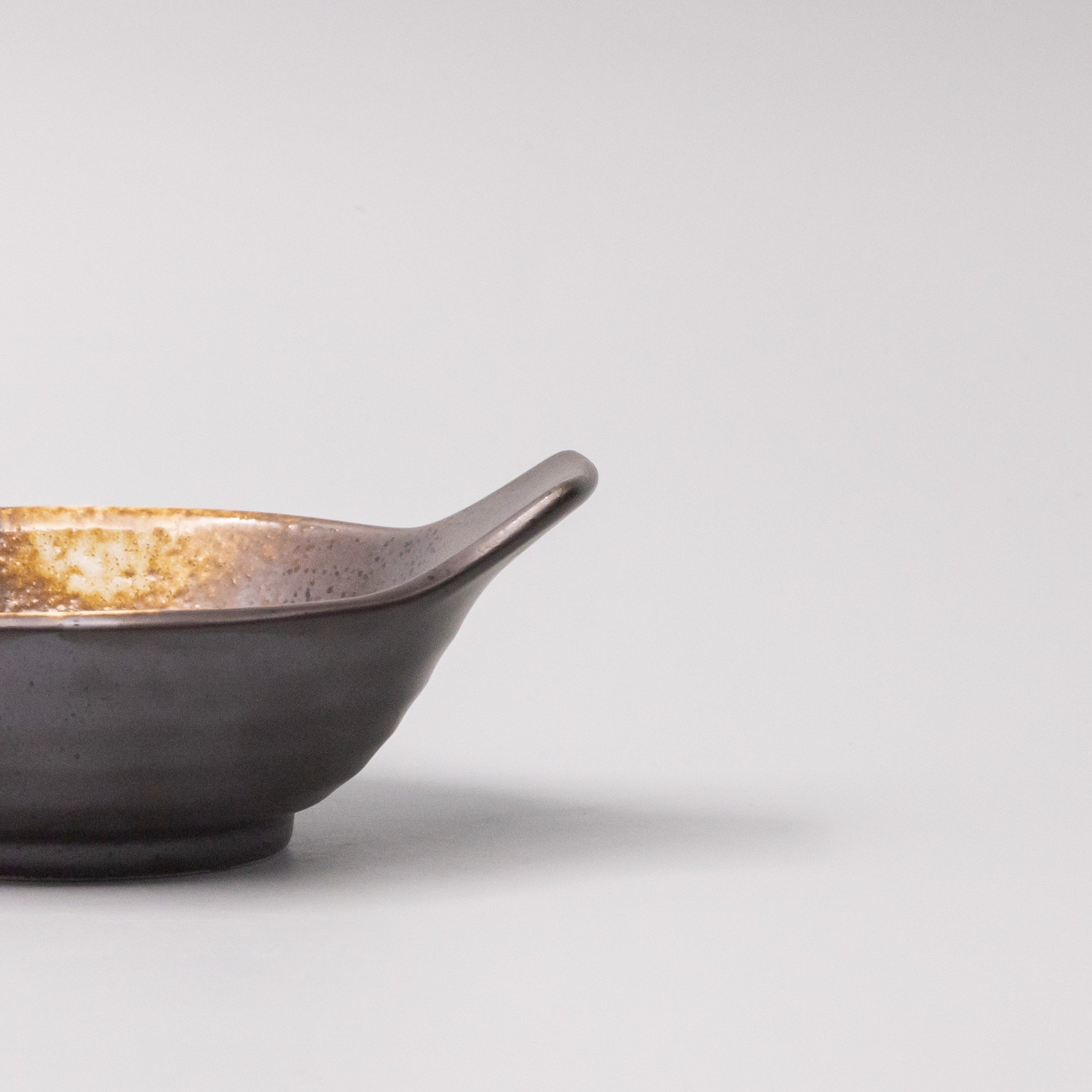 Bowl with Handle 12cm Bronze Glaze V637-C1232