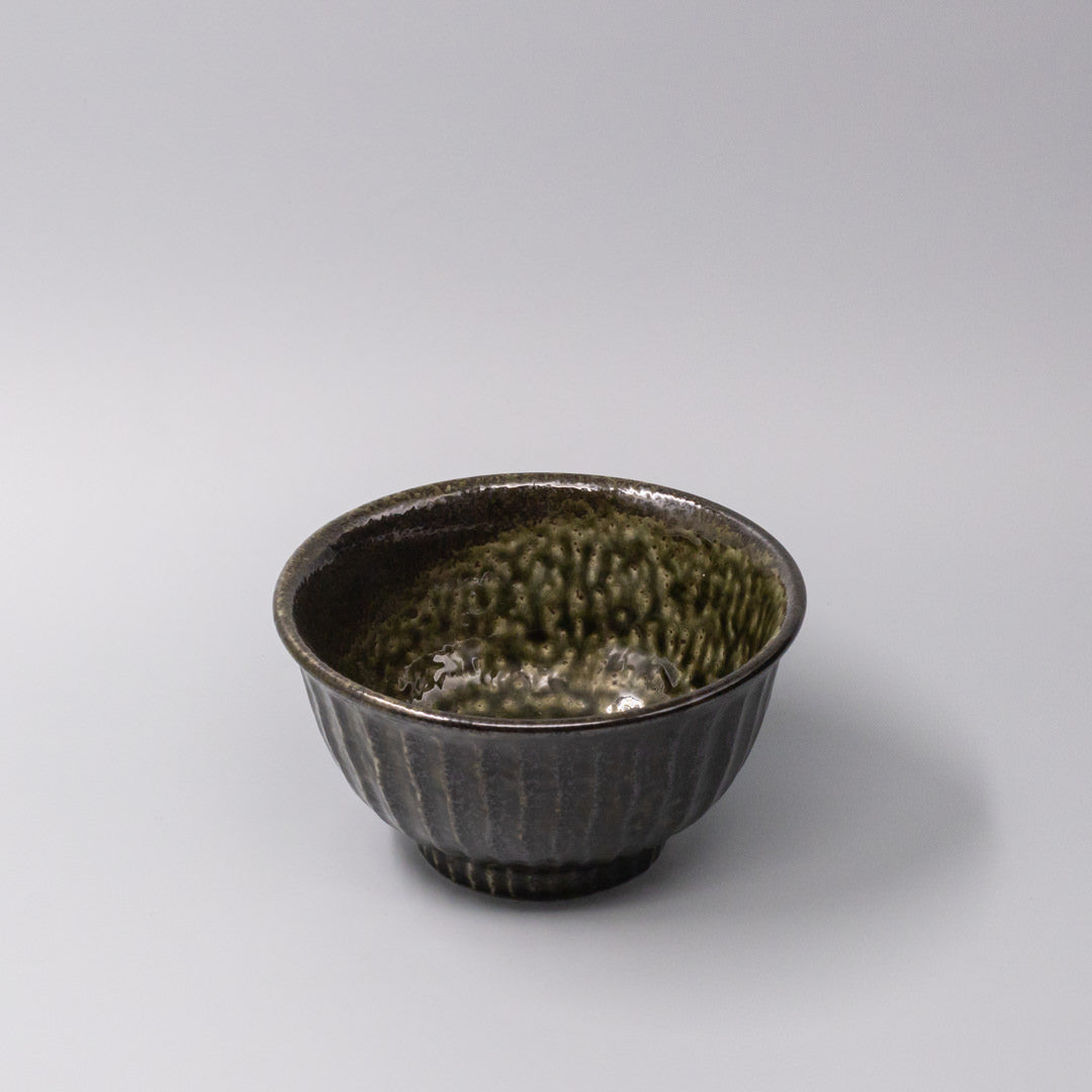 Bowl 18cm Shinogi Moss Black Glaze V637-C1246