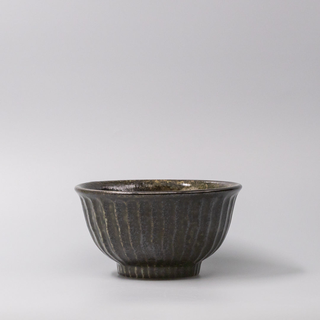 Bowl 18cm Shinogi Moss Black Glaze V637-C1246