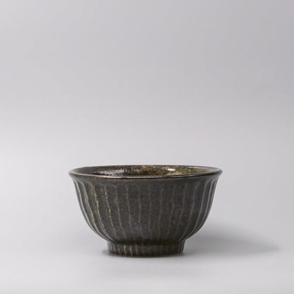 Bowl 18cm Shinogi Moss Black Glaze V637-C1246