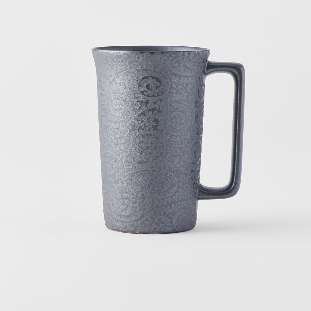 Mug with Handle 350ml Black Scroll Design V637-C1377