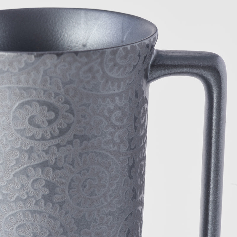 Mug with Handle 350ml Black Scroll Design V637-C1377