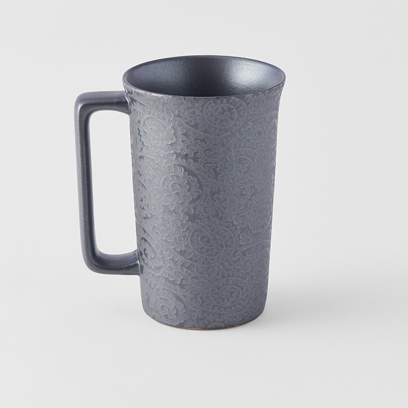 Mug with Handle 350ml Black Scroll Design V637-C1377