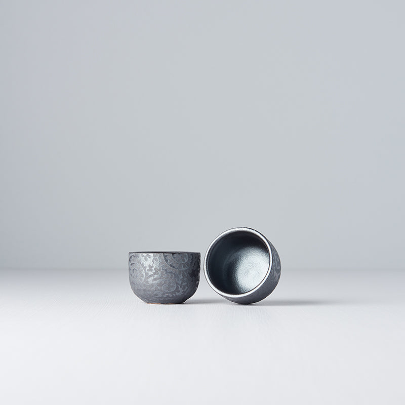Sake Cup 35ml Black Scroll Glaze V637-C1378